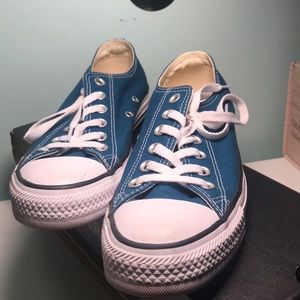 Teal and white converse All Star